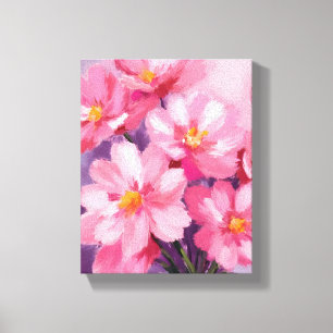 Lienzo Pétalos Rosados en Flor Pintura de Flores Acuare