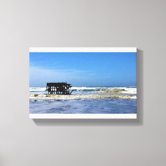 Lienzo Peter Iredale Shipwreck, costa de Oregón (Anverso)