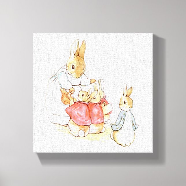 Lienzo Peter Rabbit y sus hermanas (por Beatrix Potter) (Anverso)