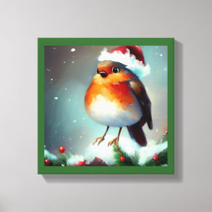 Lienzo Petirrojo de Navidad 1