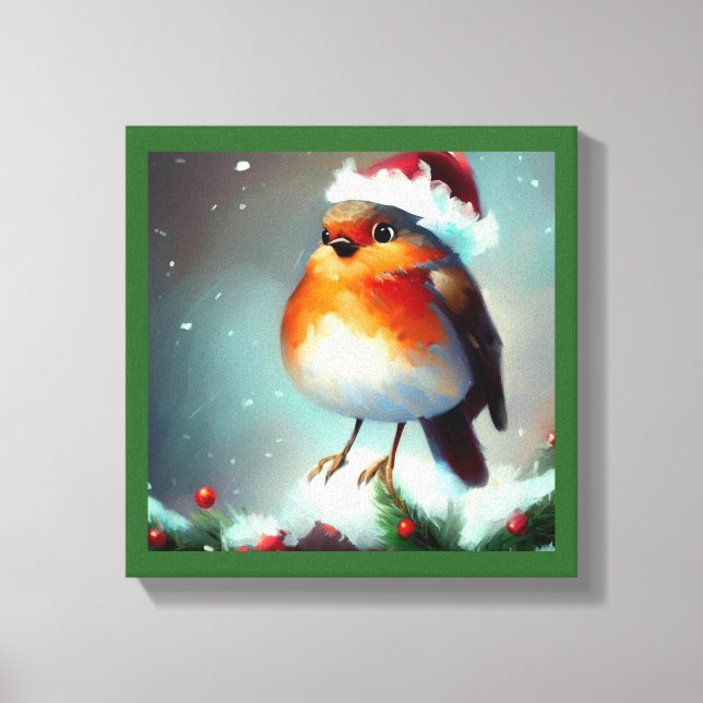 Lienzo Petirrojo de Navidad 1 (Anverso)