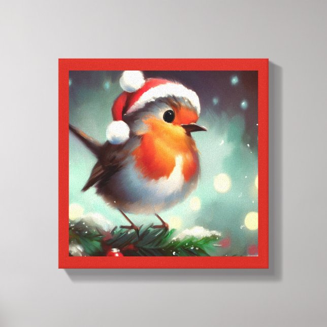 Lienzo Petirrojo de Navidad 2 (Anverso)