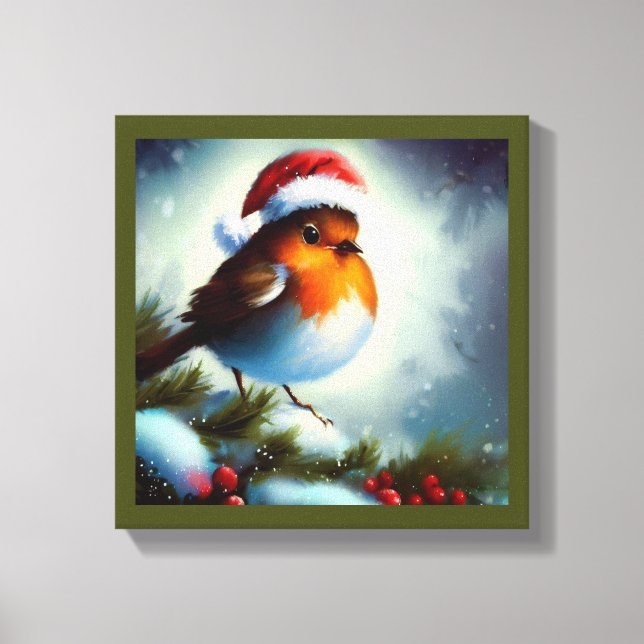 Lienzo Petirrojo de Navidad 3 (Anverso)