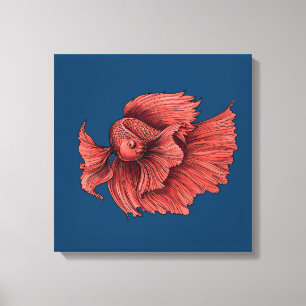 Lienzo Pez luchador siamés coral