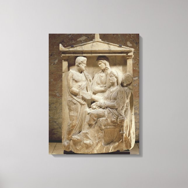 Lienzo Phainippos y Mnesarete gravestone con familia (Anverso)