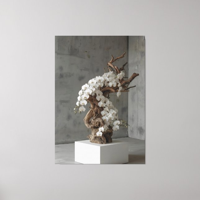 Lienzo Phalaenopsis White × Driftwood – Ascending Flow (Anverso)