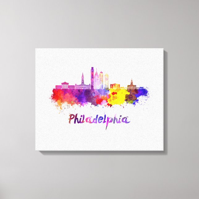 Lienzo Philadelphia V2 skyline in watercolor (Anverso)