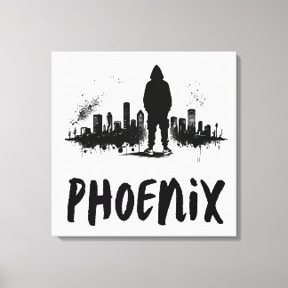 Lienzo Phoenix Skyline Ink Splatter Canvas Art