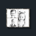 Lienzo Photo Collage Dark Wood<br><div class="desc">Photo Collage.  3 photos.  Customize.  Black Wood Background.  Black and white photo used in this image.</div>