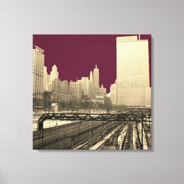 Lienzo PHoto del Centro del Ferrocarril Chicago Rail Yard (Anverso)