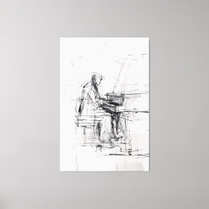 Lienzo Pianista abstracto - Música expresiva
