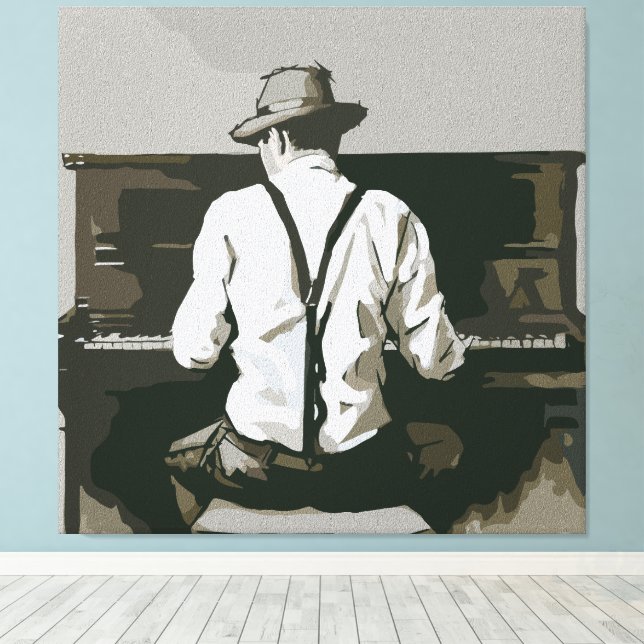 Lienzo Pianista vintage en armonía (Insitu (piso de madera))