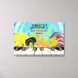 Lienzo Piano Jugador Chica Bat Mitzvah Rótulo de entrada