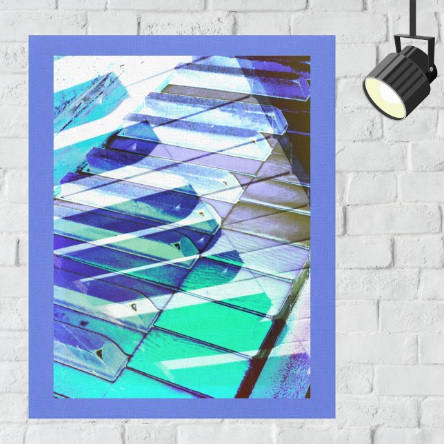 Lienzo Piano Teclado Música Blue Green Instrumento musica (A stylish canvas print of a piano keyboard in modern abstract style)
