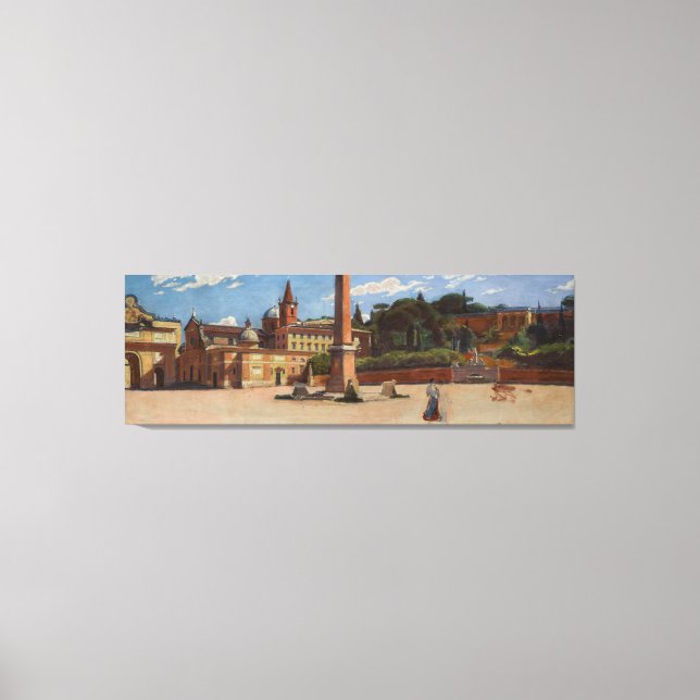 Lienzo Piazza del Popolo en Roma (1900) Aleksander Gierym (Anverso)