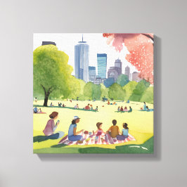 Lienzo Pícnic en Boston Common | Pintura en Acuarela de V