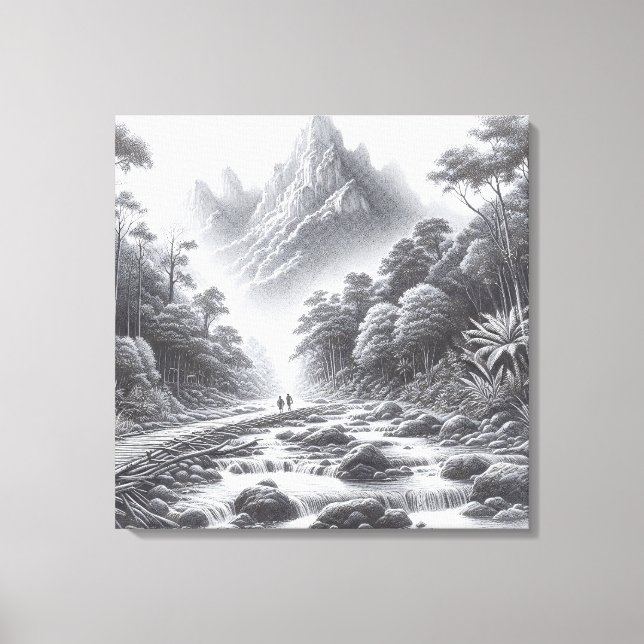 Lienzo Picos místicos: sendero forestal encantado (Anverso)