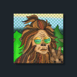 Lienzo Pie grande Retro | Pop Art Sasquatch<br><div class="desc">Estilo retro de arte pop a mano fresco Pie Grande con gafas groovy y elegante cola de poniente.</div>