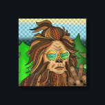 Lienzo Pie grande Retro | Pop Art Sasquatch<br><div class="desc">Estilo retro de arte pop a mano fresco Pie Grande con gafas groovy y elegante cola de poniente.</div>