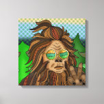 Lienzo Pie grande Retro | Pop Art Sasquatch<br><div class="desc">Estilo retro de arte pop a mano fresco Pie Grande con gafas groovy y elegante cola de poniente.</div>