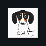 Lienzo Piebald Dachshund | Perro Wiener Personalizado Cut<br><div class="desc">Dibujo de estilo personalizado de un Piebald Dachshund blanco,  negro,  tostado y negro. Una divertida imagen de lienzo para cualquiera que ame los perros más limpios. Visita el mundo Doodle de Jenn para ver aún más ilustraciones de arte animal y amante de los perros.</div>