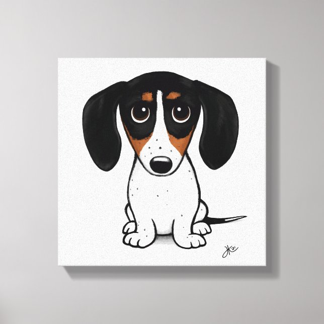Lienzo Piebald Dachshund | Perro Wiener Personalizado Cut (Anverso)