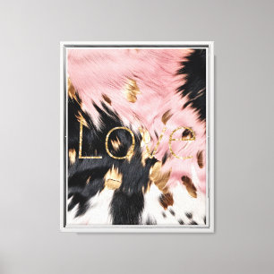 Lienzo Piel de vaca de oro blanco rosado Purpurina amor