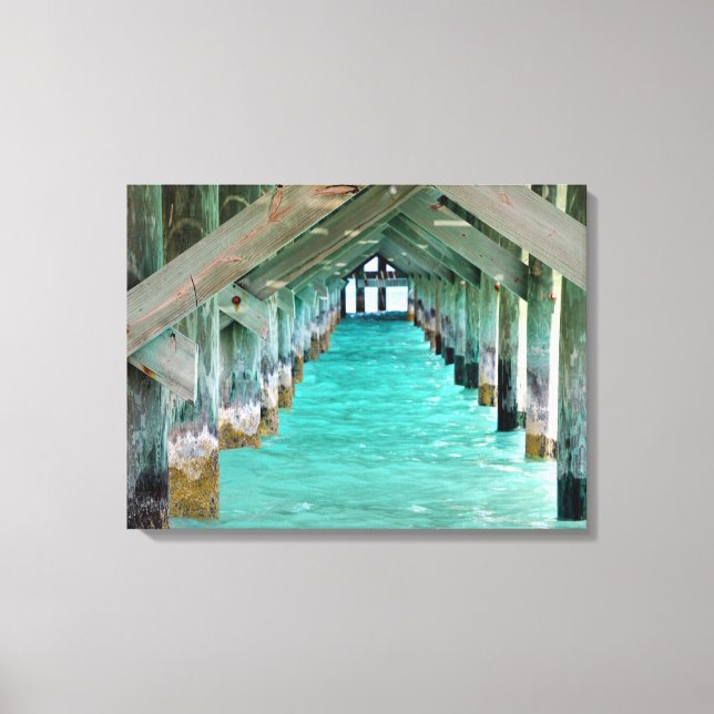 Lienzo Pier de Bahamas y océano turquesa (Anverso)