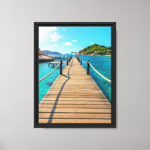 Lienzo Pier De Isla Tropical Sobre El Mar Turquesa