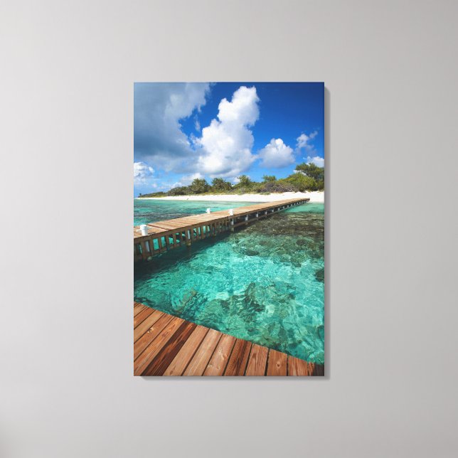 Lienzo Pier de madera que conecta con la playa (Anverso)
