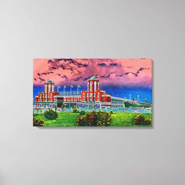 Lienzo Pier naval Chicago 1920's Watercolor Art Windy Cit (Anverso)