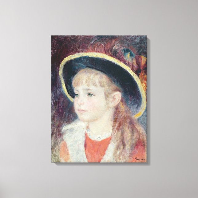 Lienzo Pierre A Renoir | Joven Chica en un Gorra azul (Anverso)