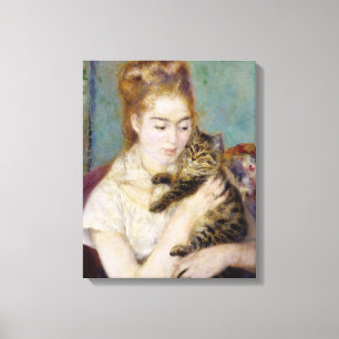 Lienzo Pierre A Renoir   Mujer con gato