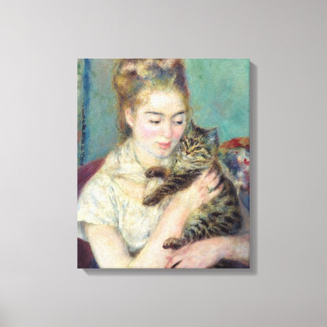 Lienzo Pierre-Auguste Renoir - Mujer con un gato (Anverso)