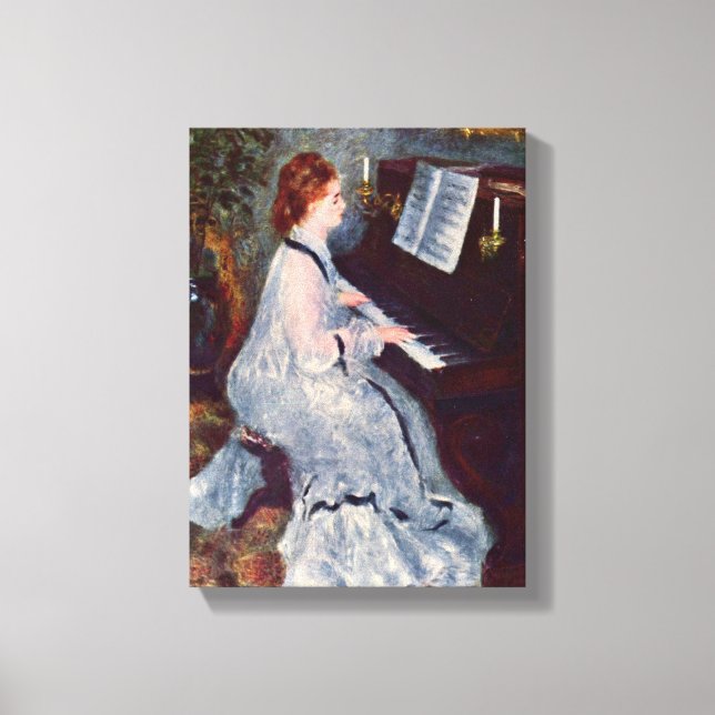 Lienzo Pierre-Auguste Renoir - Mujer en el piano (Anverso)