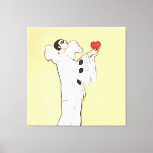 Lienzo Pierrot con corazón rojo de Sophia Chiostri (Anverso)