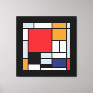 Lienzo Piet Mondrian - Composición con el plano rojo gran