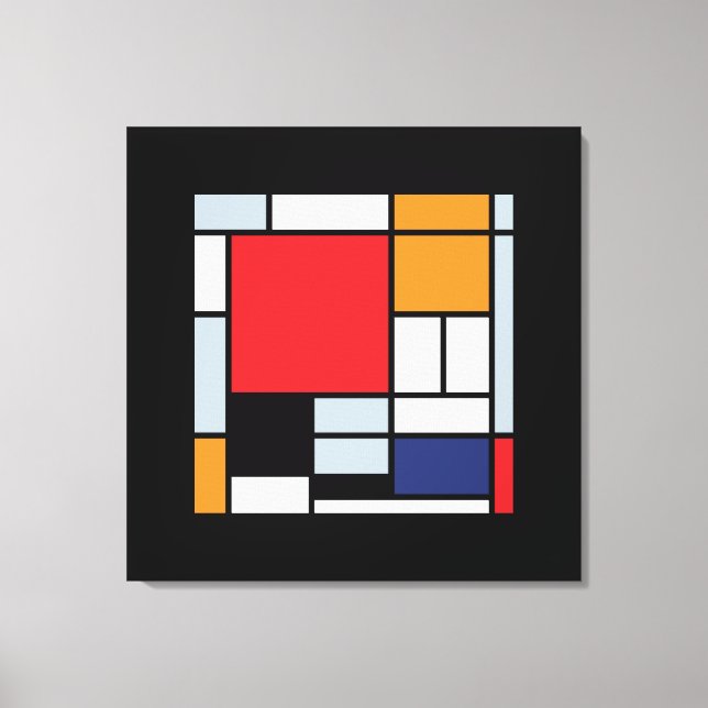 Lienzo Piet Mondrian - Composición con el plano rojo gran (Anverso)