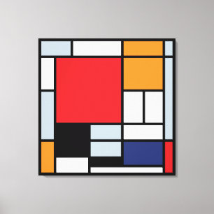 Lienzo Piet Mondrian - Composición con el plano rojo gran