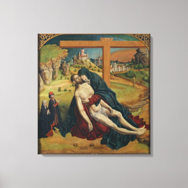 Lienzo Pieta con dos donantes (petróleo en el panel) (Anverso)