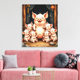 Lienzo  Pig Art – Mother & Piglets
