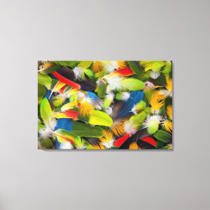 Lienzo Pila de plumas coloridas