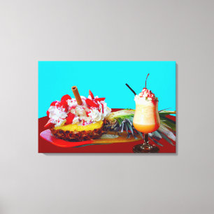 Lienzo Piña y helado con un batido de fruta