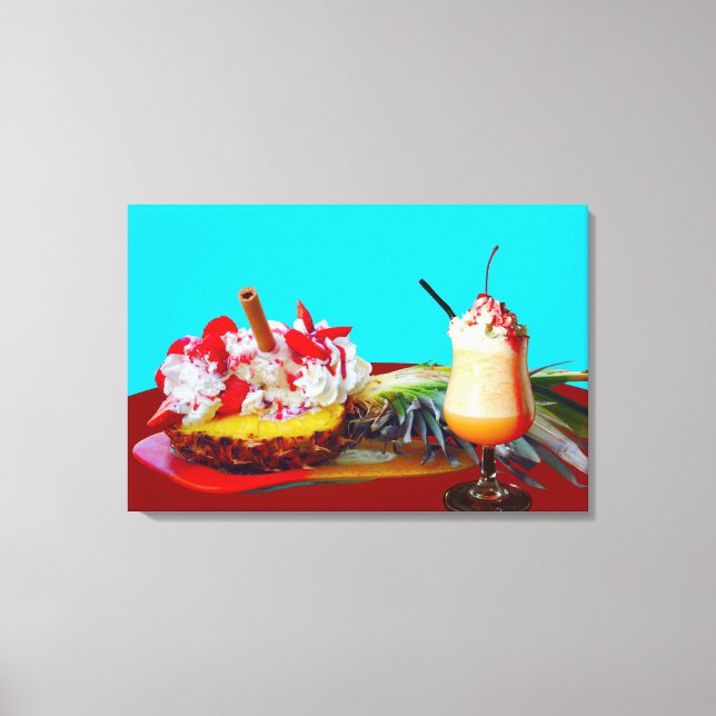 Lienzo Piña y helado con un batido de fruta (Anverso)