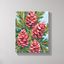 Lienzo Piñas de Invierno | Pintura de Acuarela de la Natu