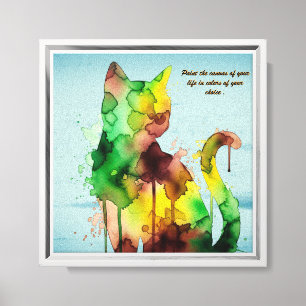 Lienzo Pincel de gato Maravilla de color de agua - "Pinta