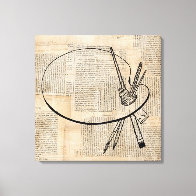 Lienzo Pincel y pintura Palette Vintage Art (Anverso)