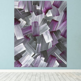 Lienzo Pinceladas abstractas en púrpura, negro y gris