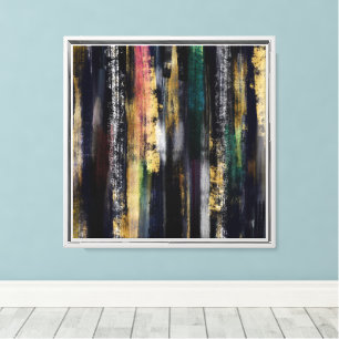 Lienzo Pinceles de oro azul moderno Pintura abstracta