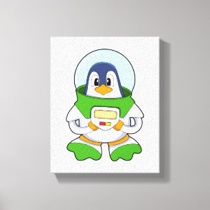 Lienzo Pingüino como astronauta con disfraz